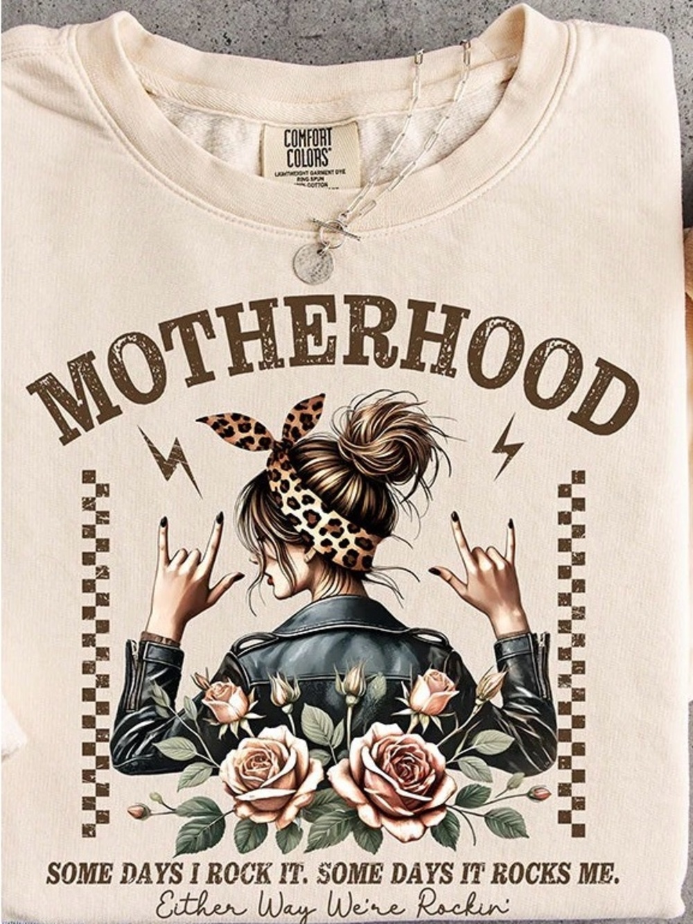 Comfort Colors Cream "Motherhood" Graphic Tee for